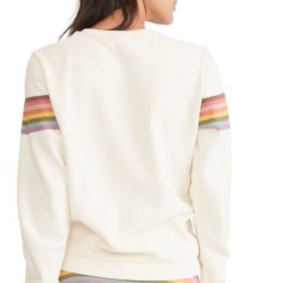 Marine Layer Anytime Sweatshirt Cream with Rainbow Stripes Size Small - Picture 11 of 16